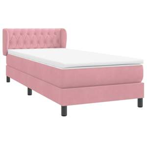 Box spring postel s matrací růžová 90x210 cm samet - obrázek 4