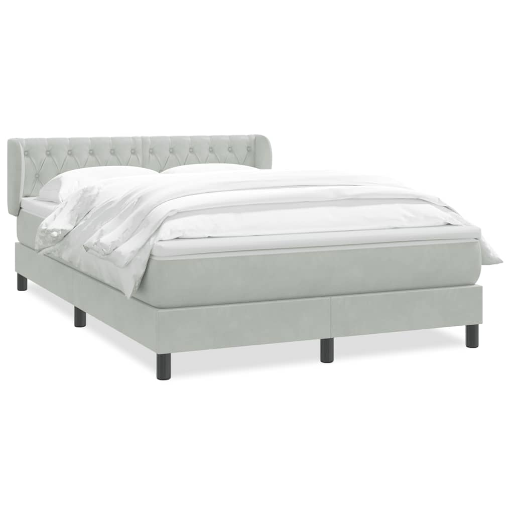 vidaXL Box spring postel s matrací světle šedá 160x210 cm samet