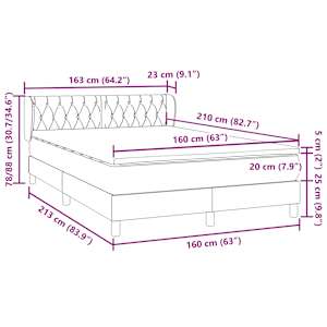Box spring postelja z vzmetnico svetlo siva 160x210 cm žamet - slika 12