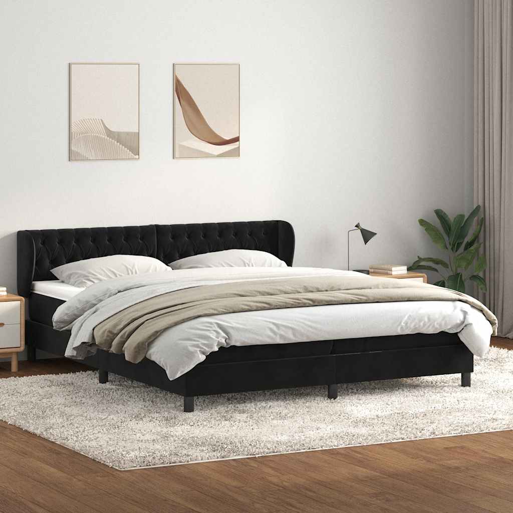 vidaXL Boxspringbett mit Matratzen Schwarz 180x210 cm Samt