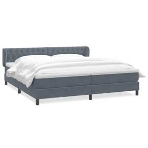 Box spring postel s matracemi tmavě šedá 200x210 cm samet - obrázek 2