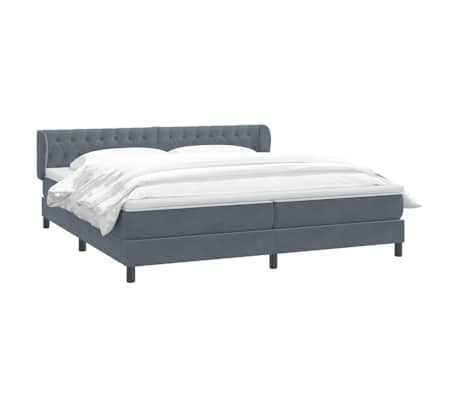 vidaXL Sommier &agrave; lattes de lit et matelas gris fonc&eacute; 200x210cm velours