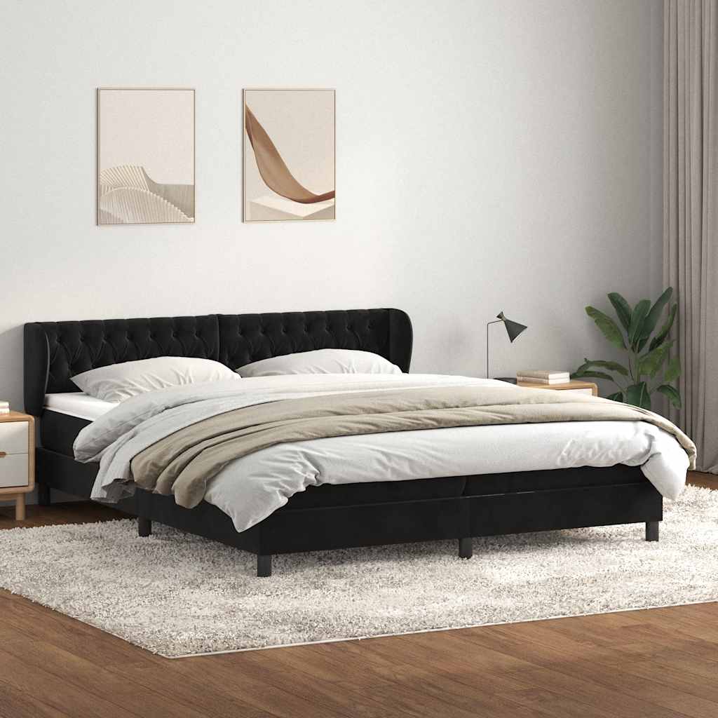 vidaXL Giroletto a Molle con Materassi Nero 200x210 cm in Velluto
