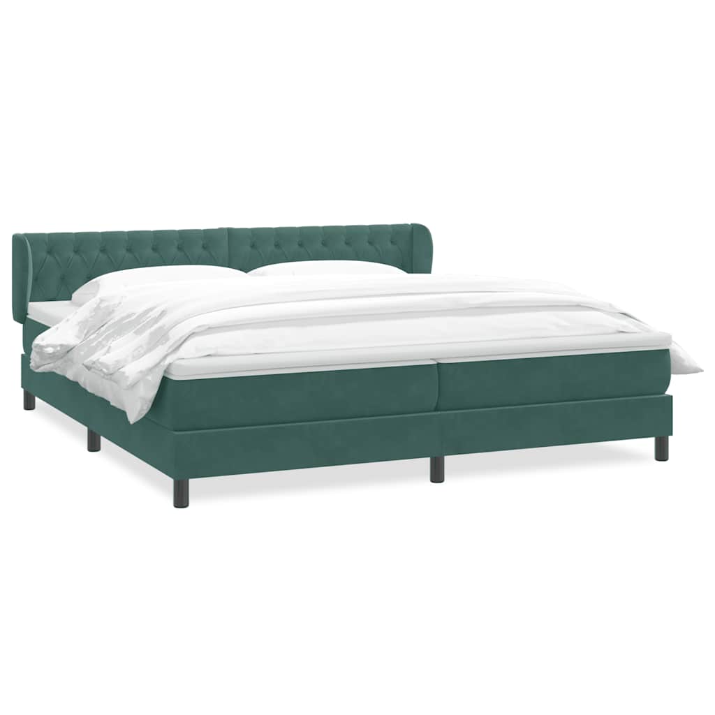 vidaXL Box spring postel s matracemi tmavě zelená 200x210 cm samet
