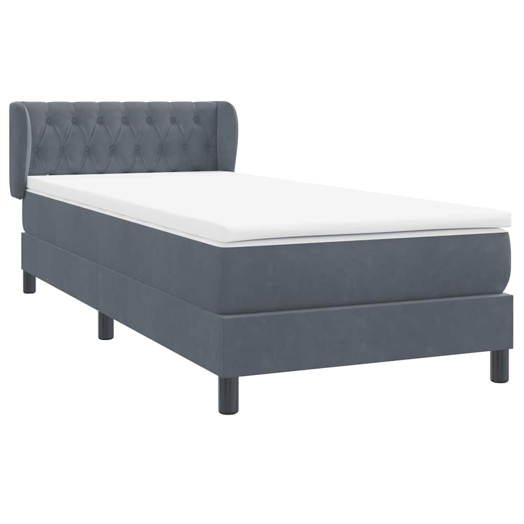 vidaXL Boxspring met matras fluweel donkergrijs 80x220 cm grijs, foto 4