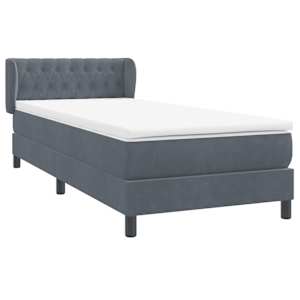 Box spring postel s matrací tmavě šedá 80x220 cm samet - obrázek 4