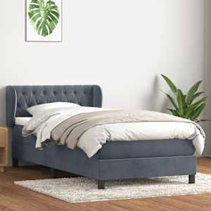 Box spring postel s matrací tmavě šedá 80x220 cm samet - obrázek 1