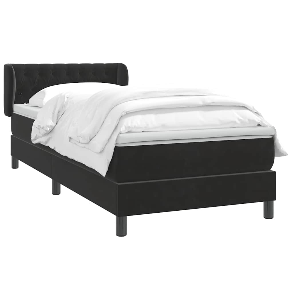 vidaXL Boxspring met matras fluweel zwart 80x220 cm afbeelding