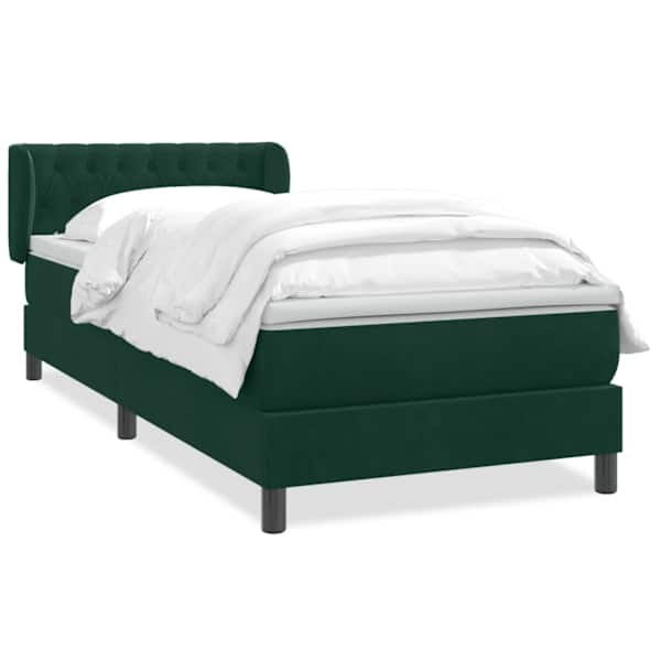 vidaXL Box Vedruvoodi madratsiga Tumeroheline 80x220 cm samet
