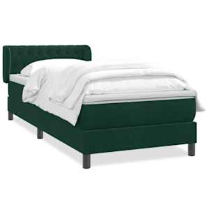 Box spring postel s matrací tmavě zelená 80x220 cm samet - obrázek 2