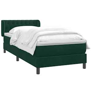 Box spring postel s matrací tmavě zelená 80x220 cm samet - obrázek 3