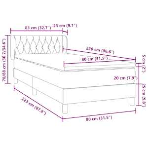 Box spring postel s matrací tmavě zelená 80x220 cm samet - obrázek 12