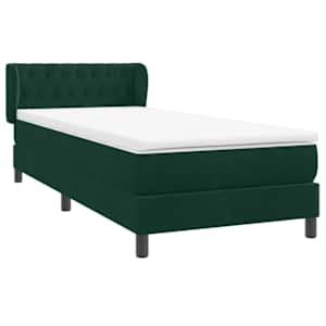 Box spring postel s matrací tmavě zelená 80x220 cm samet - obrázek 4