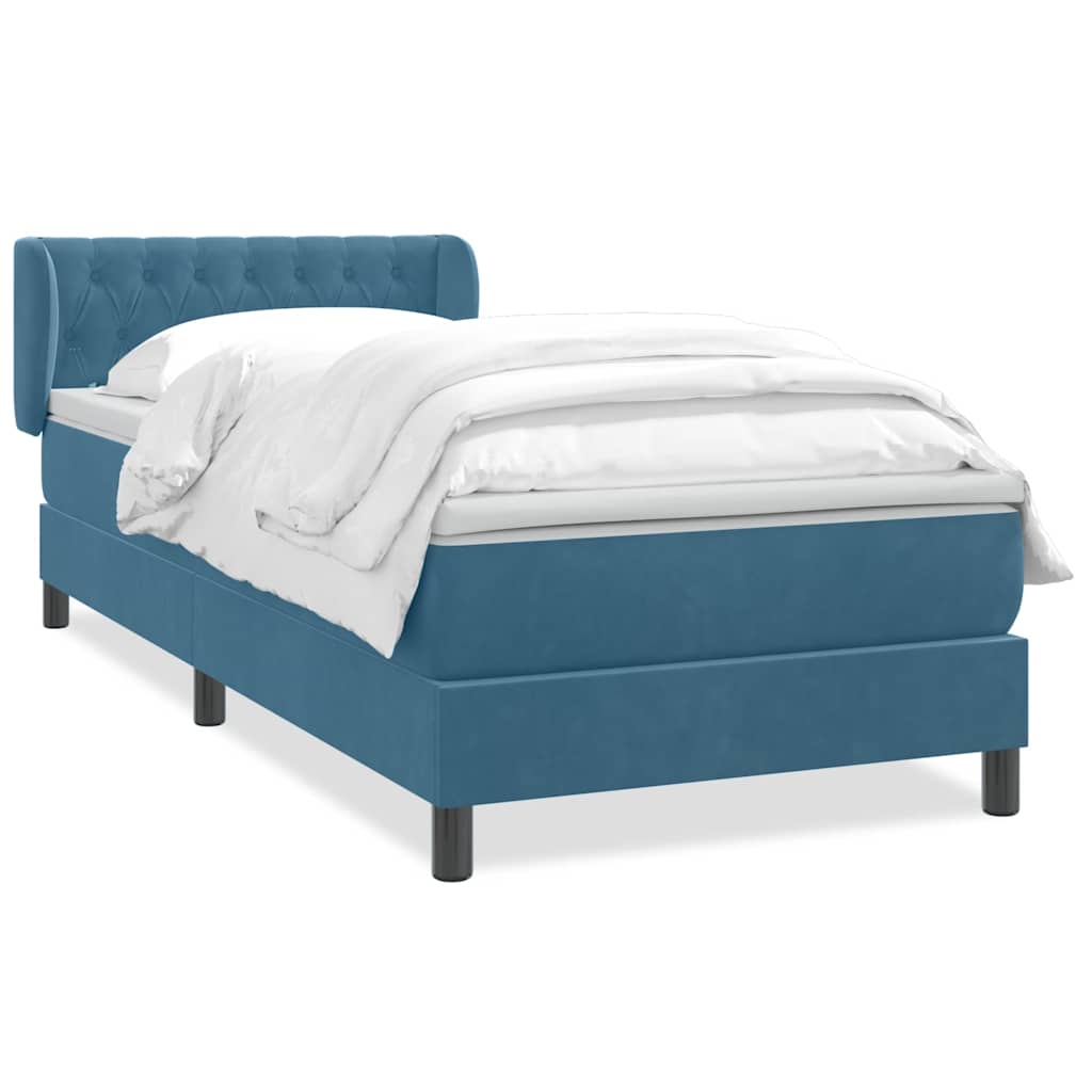 Thumbnail - vidaXL Boxspringbett mit Matratze Dunkelblau 80x220 cm Samt