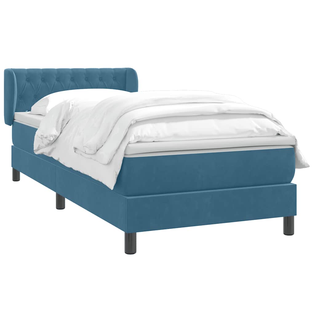 vidaXL Boxspring met matras fluweel donkerblauw 80x220 cm afbeelding