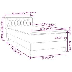 Box spring postel s matrací tmavě modrá 80x220 cm samet - obrázek 12