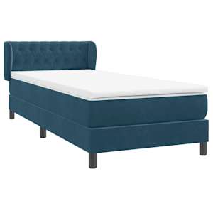 Box spring postel s matrací tmavě modrá 80x220 cm samet - obrázek 4
