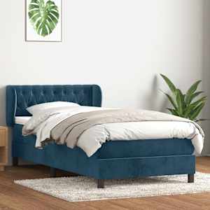 Box spring postel s matrací tmavě modrá 80x220 cm samet - obrázek 1