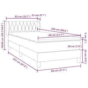 Box spring postel s matrací růžová 80x220 cm samet - obrázek 12