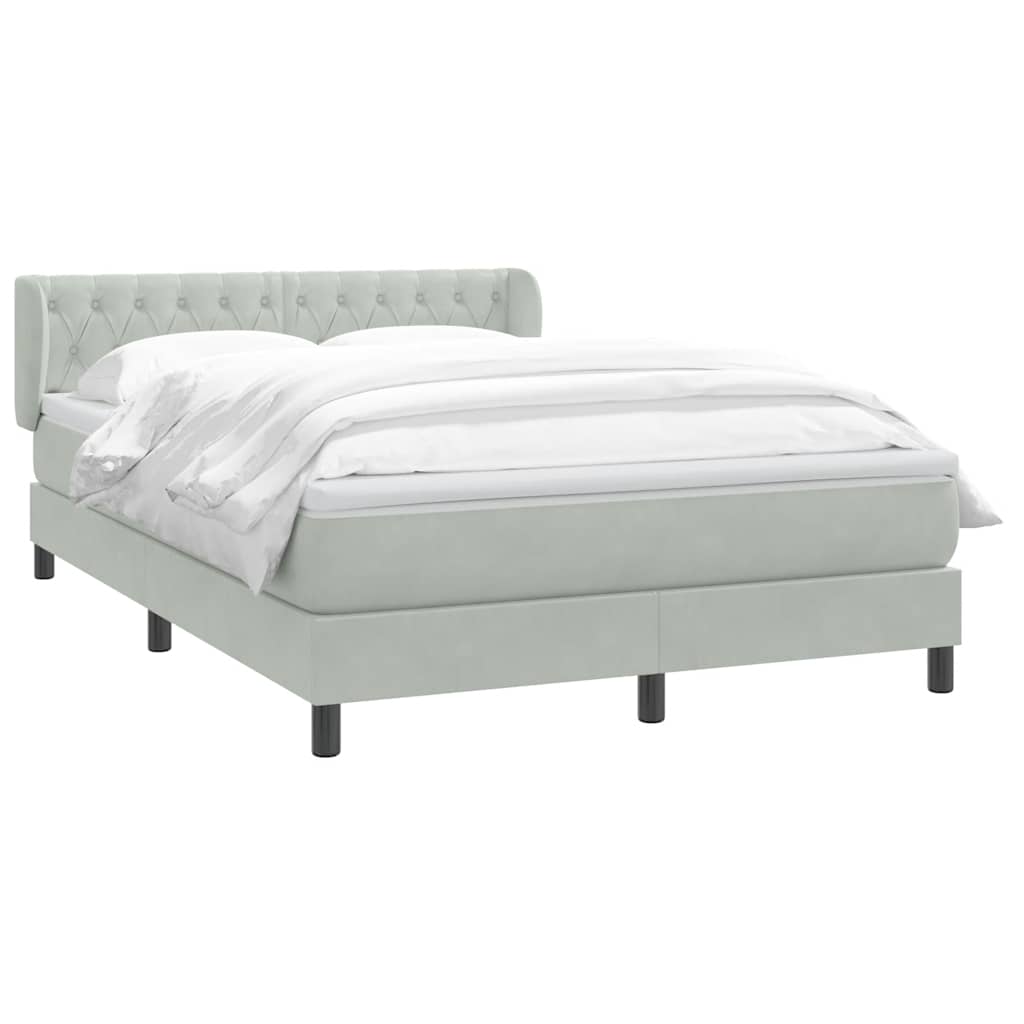 Thumbnail - vidaXL Boxspringbett mit Matratze Hellgrau 140x220 cm Samt