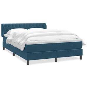 Box spring postel s matrací tmavě modrá 140x220 cm samet - obrázek 2