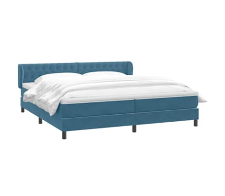 vidaXL Sommier &agrave; lattes de lit et matelas bleu fonc&eacute; 180x220cm velours