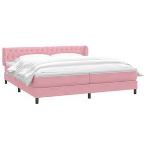 vidaXL Sommier &agrave; lattes de lit avec matelas rose 180x220 cm velours