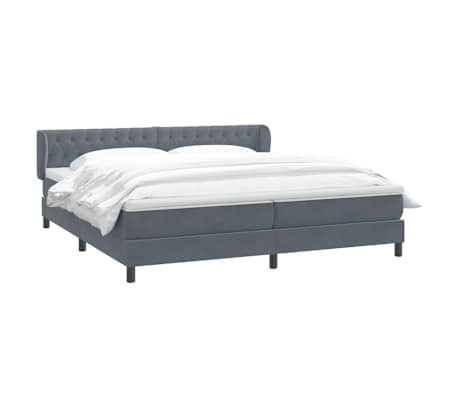 vidaXL Sommier &agrave; lattes de lit et matelas gris fonc&eacute; 200x220cm velours