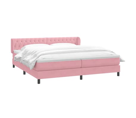 vidaXL Boxspringbett mit Matratzen Rosa 200x220 cm Samt