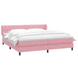 vidaXL Boxspringbett mit Matratzen Rosa 200x220 cm Samt