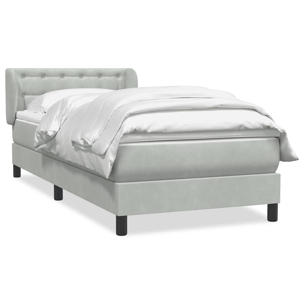 vidaXL Boxspring met matras fluweel lichtgrijs 80x210 cm grijs, foto 3