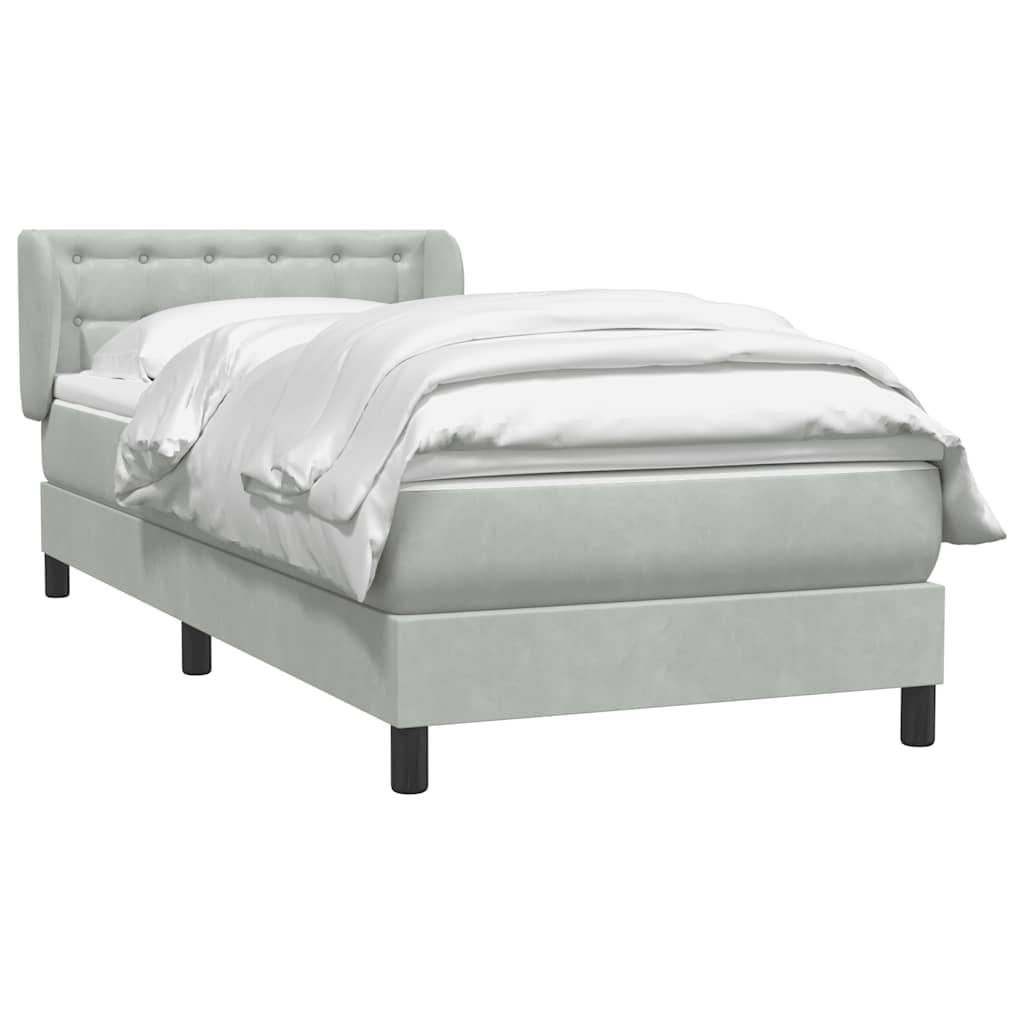 vidaXL Boxspring met matras fluweel lichtgrijs 80x210 cm afbeelding