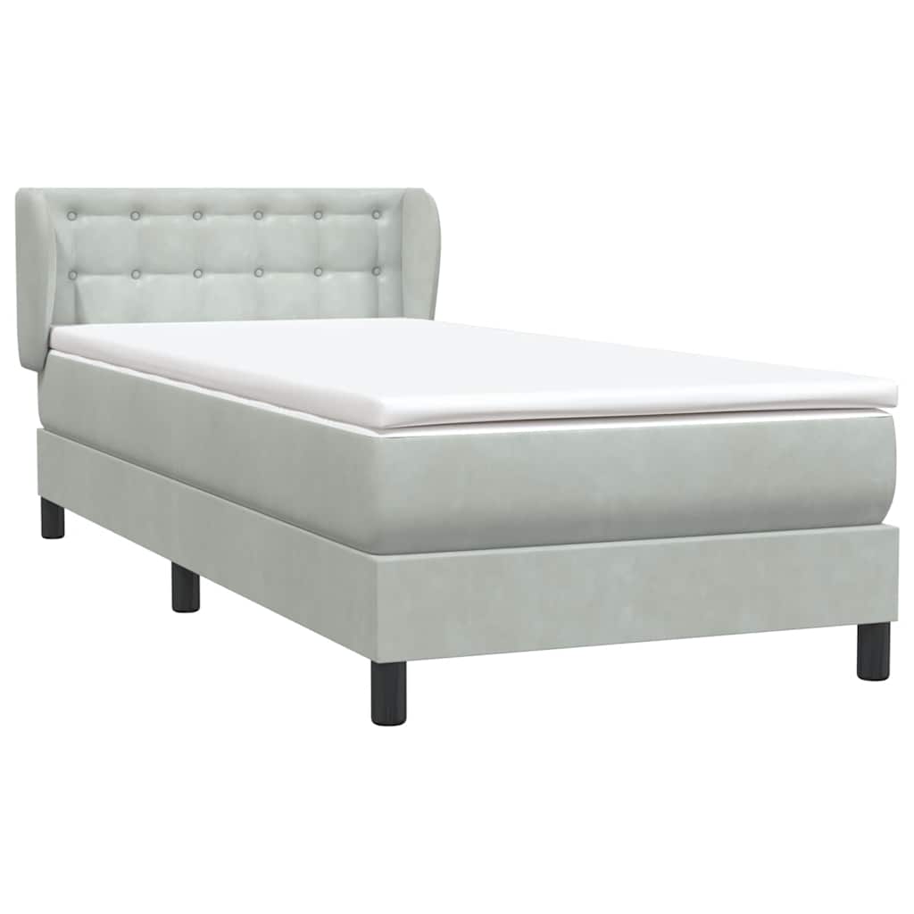 vidaXL Boxspring met matras fluweel lichtgrijs 80x210 cm grijs, foto 4