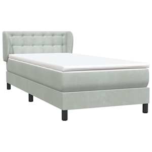 Box spring postel s matrací světle šedá 80x210 cm samet - obrázek 4