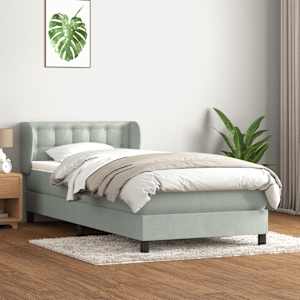 Box spring postel s matrací světle šedá 80x210 cm samet - obrázek 1