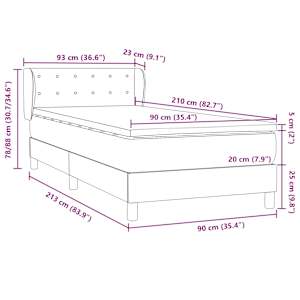 Box spring postel s matrací růžová 90x210 cm samet - obrázek 12