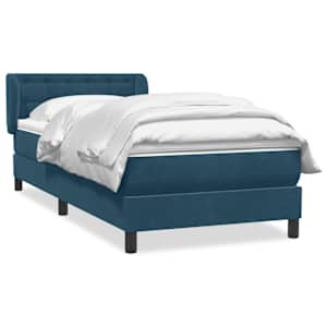 Box spring postel s matrací tmavě modrá 100x210 cm samet - obrázek 2