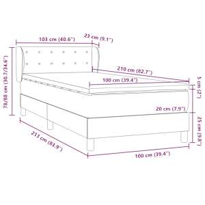Box spring postel s matrací tmavě modrá 100x210 cm samet - obrázek 12