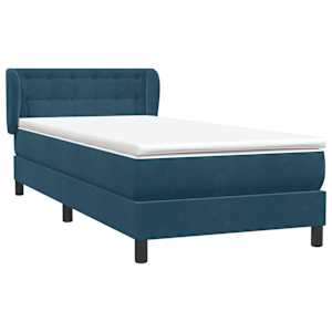 Box spring postel s matrací tmavě modrá 100x210 cm samet - obrázek 4