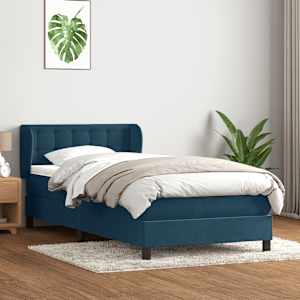 Box spring postel s matrací tmavě modrá 100x210 cm samet - obrázek 1