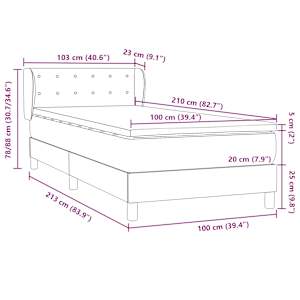 Box spring postel s matrací růžová 100x210 cm samet - obrázek 12