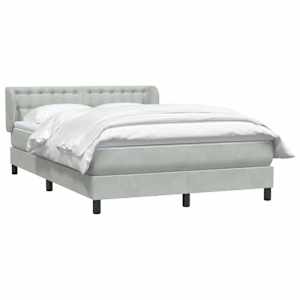 vidaXL Sommier &agrave; lattes de lit et matelas gris clair 140x210cm velours