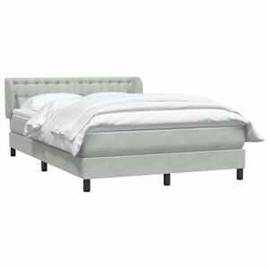 Box spring postel s matrací světle šedá 160x210 cm samet - obrázek 3
