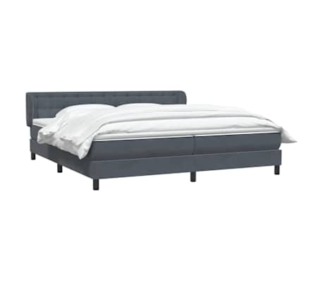 vidaXL Boxspringbett mit Matratzen Dunkelgrau 180x210 cm Samt