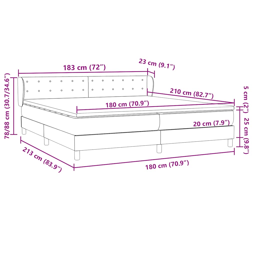 Łóżko typu Box Spring z materacami Czarny 180x210 cm Aksamit