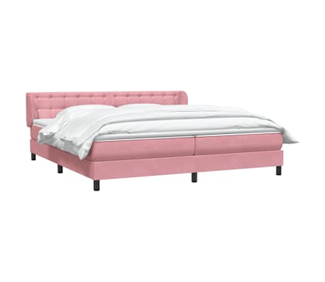 vidaXL Box Spring Lova su čiužiniais Rožinis 180x210 cm Velvet