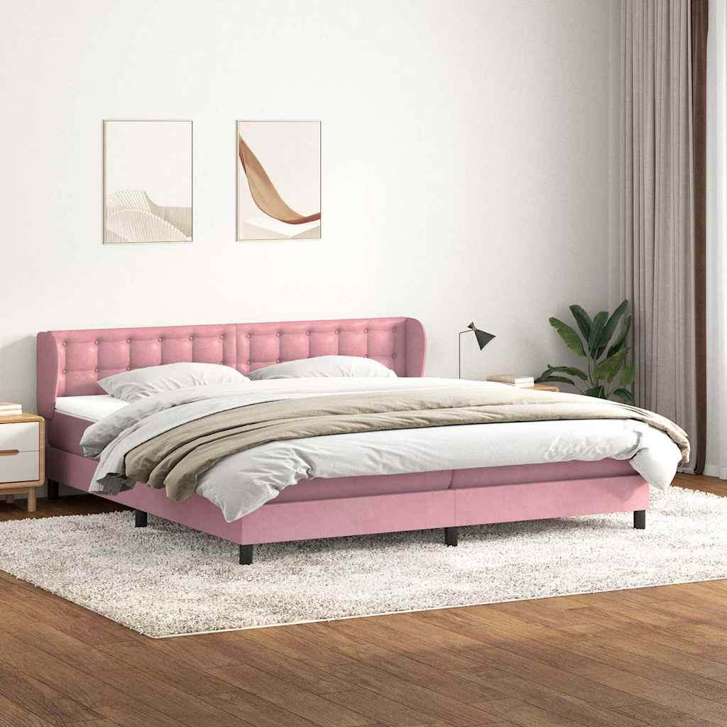 vidaXL Boxspringbett mit Matratzen Rosa 180x210 cm Samt