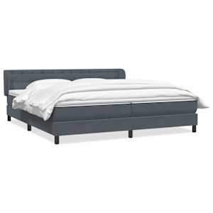 Box spring postel s matracemi tmavě šedá 200x210 cm samet - obrázek 2