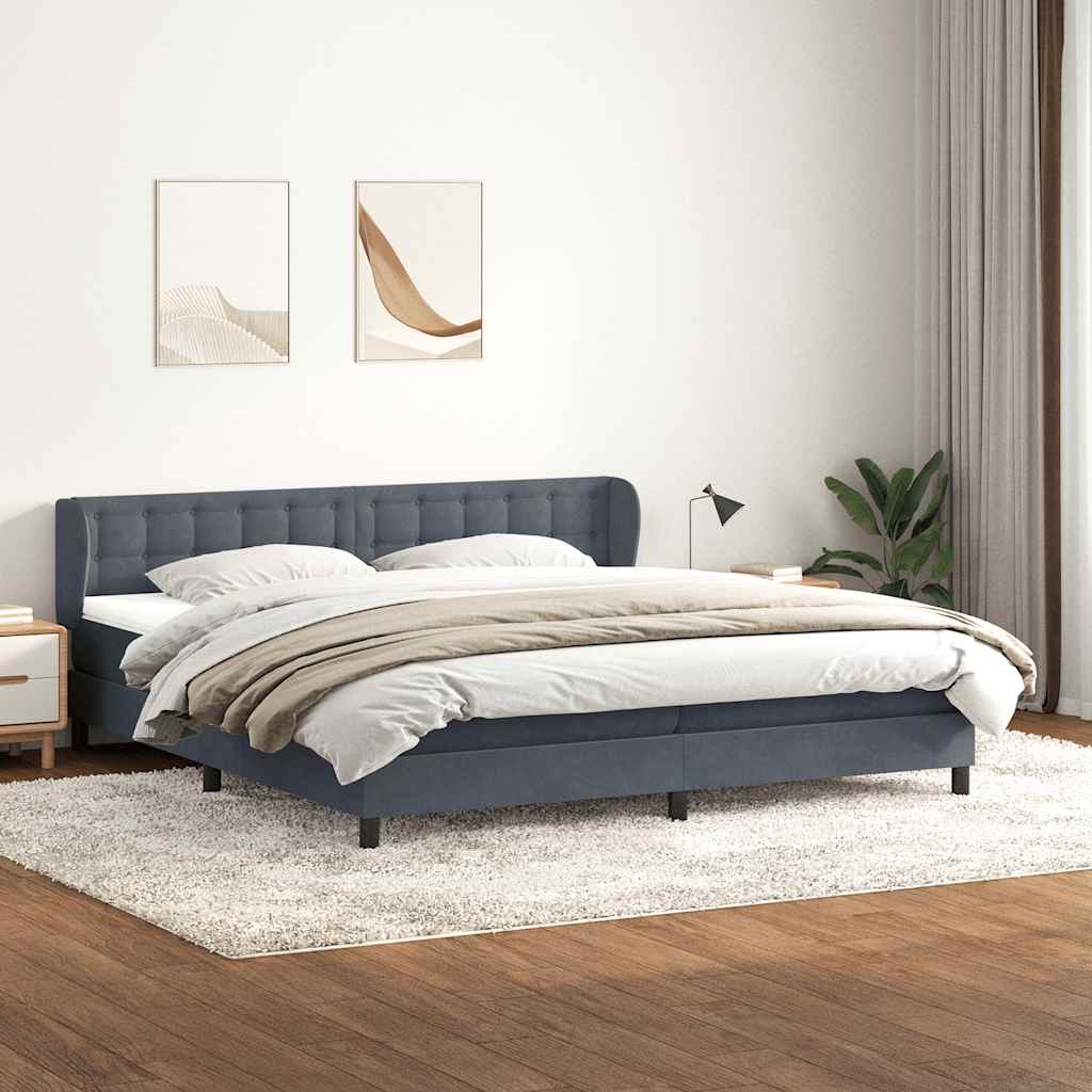 vidaXL Boxspringbett mit Matratzen Dunkelgrau 200x210 cm Samt