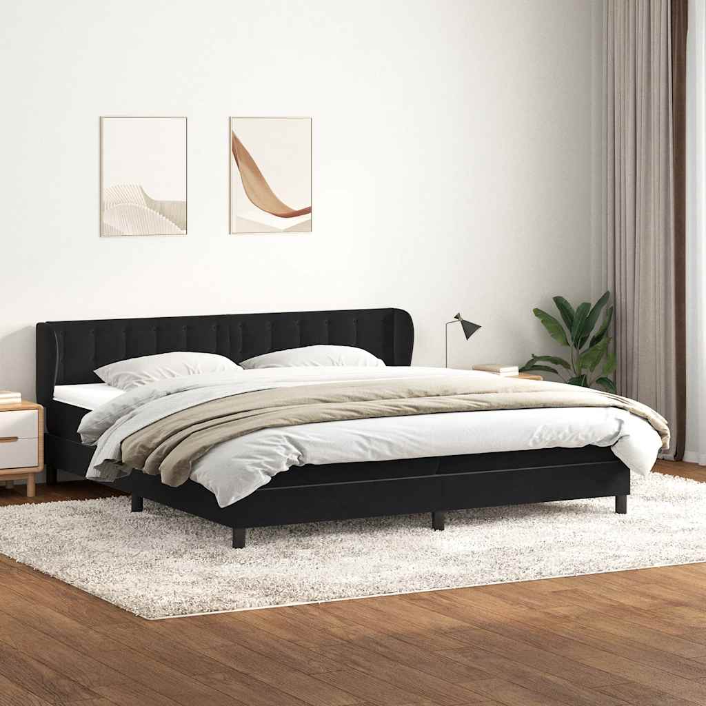 vidaXL Boxspringbett mit Matratzen Schwarz 200x210 cm Samt